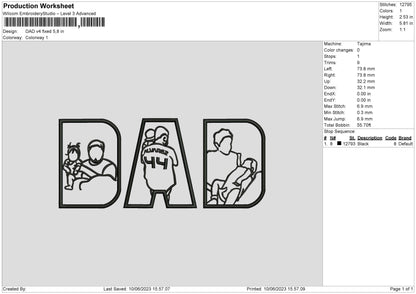 Dad V4 Embroidery File 6 sizes