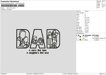 Dad V8 Embroidery File 6 sizes