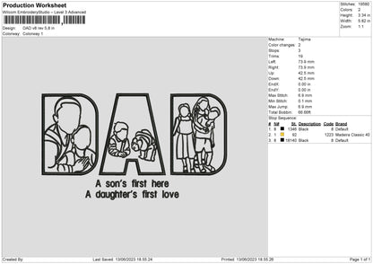 Dad V8 Embroidery File 6 sizes