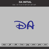 DA INITIAL Embroidery File 6 sizes