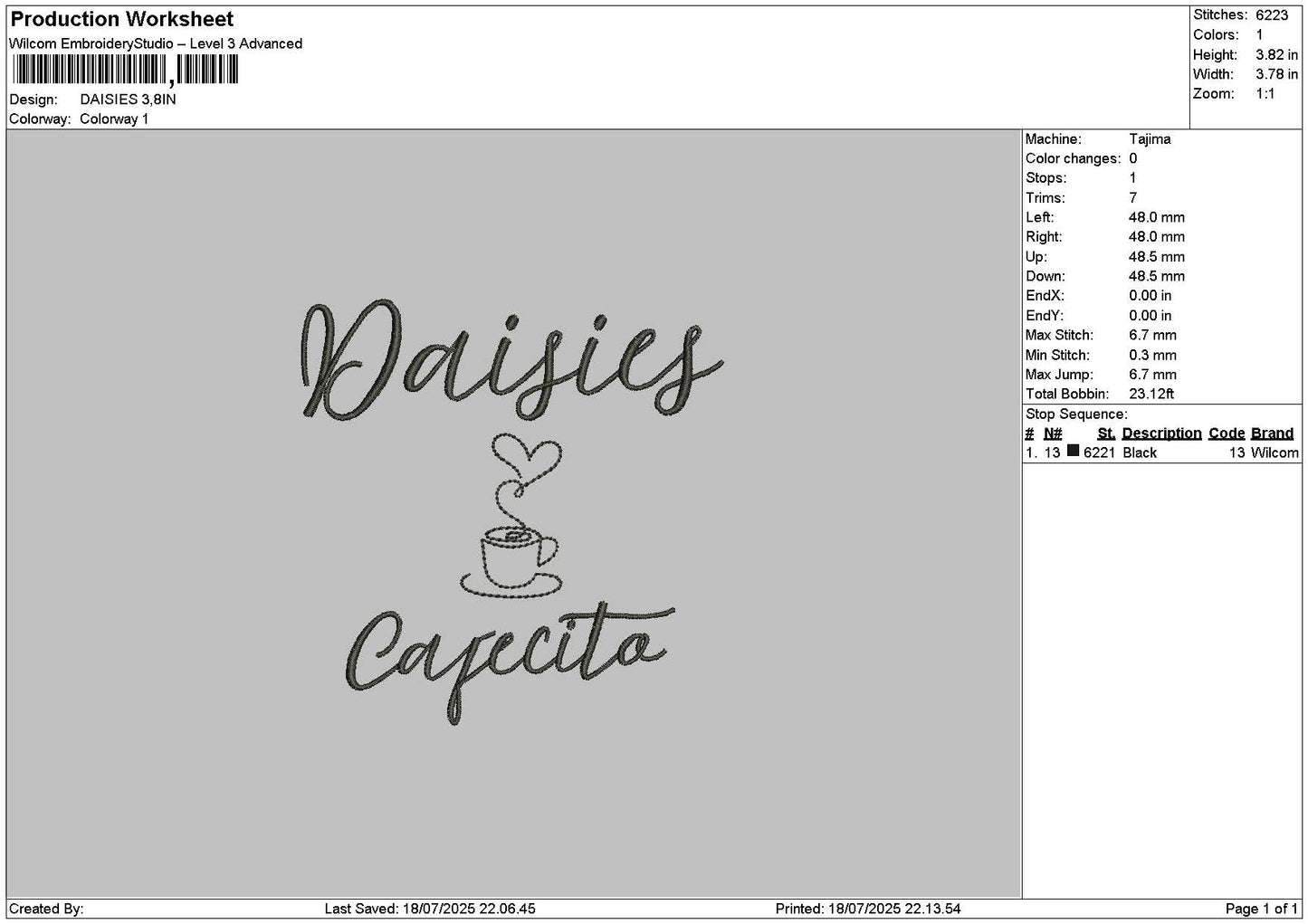 Daisiestext Embroidery File 6 sizes