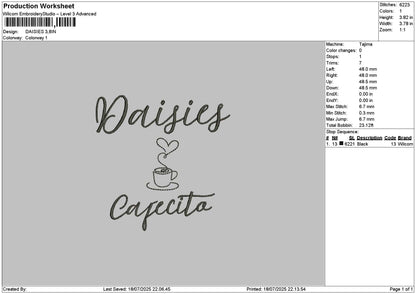 Daisiestext Embroidery File 6 sizes