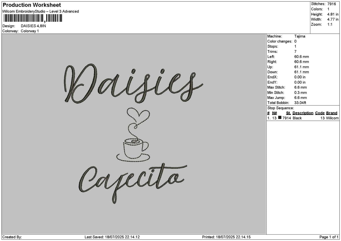Daisiestext Embroidery File 6 sizes