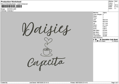 Daisiestext Embroidery File 6 sizes