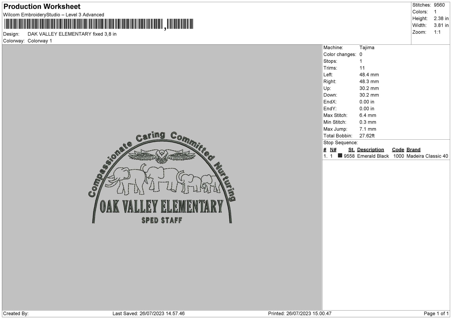 Oak Valley Embroidery File 6 sizes