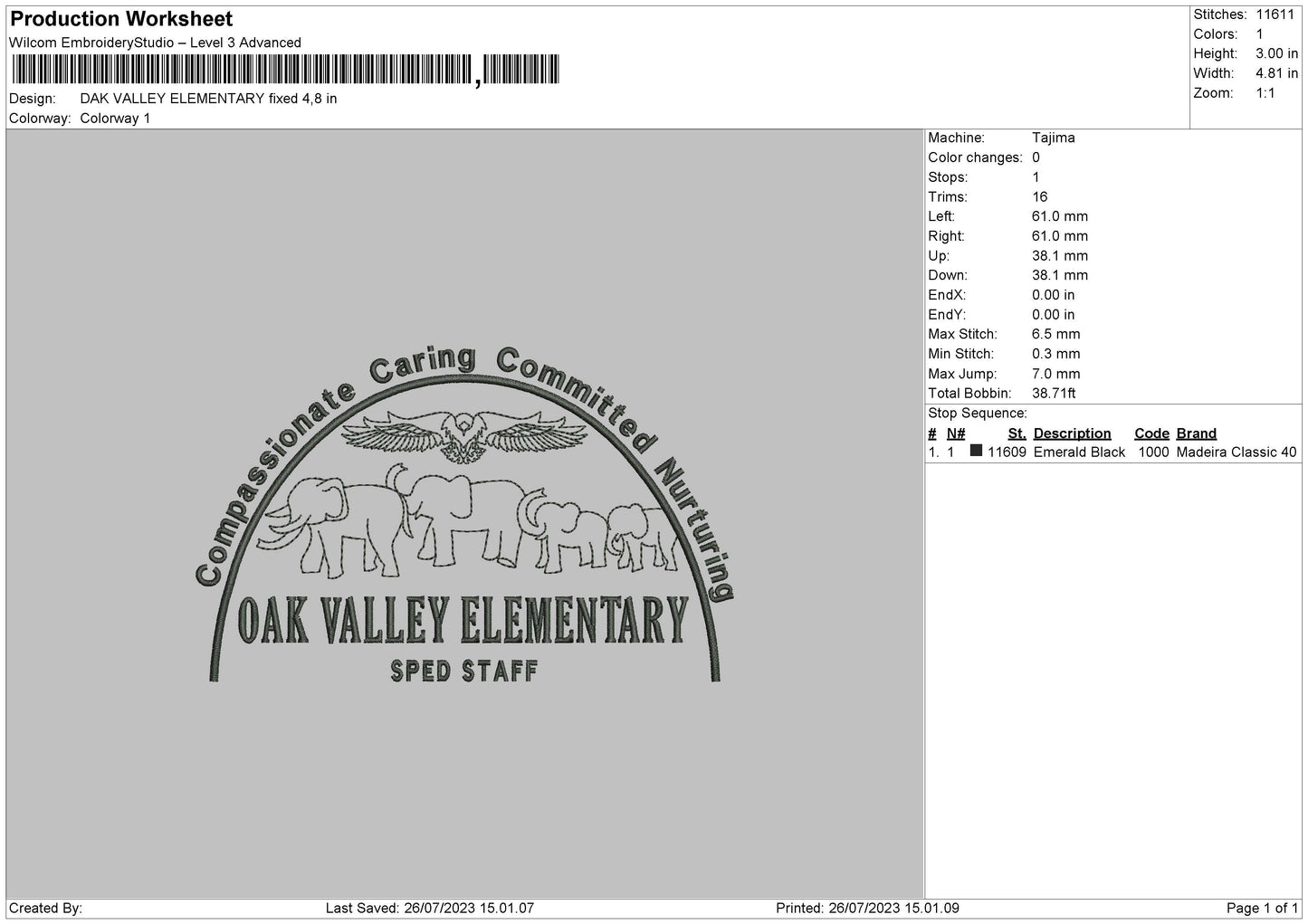 Oak Valley Embroidery File 6 sizes