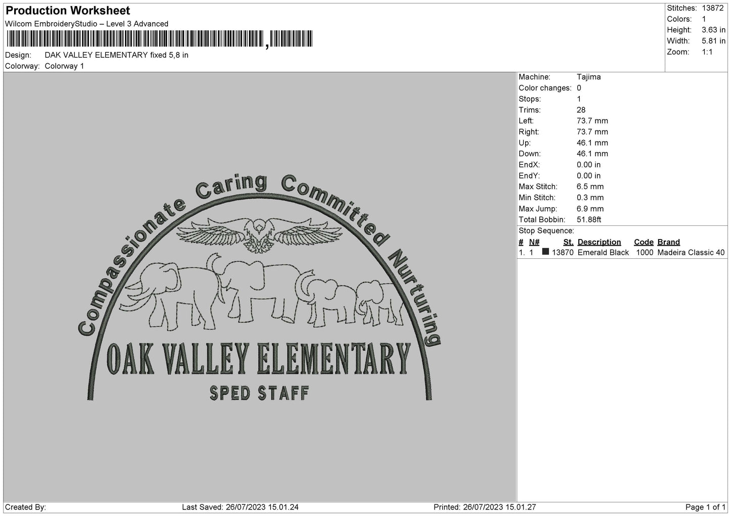 Oak Valley Embroidery File 6 sizes