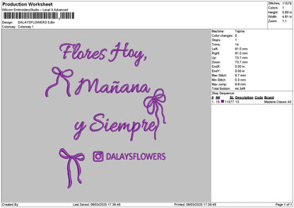 Flowerstext 0803 Embroidery File 6 sizes