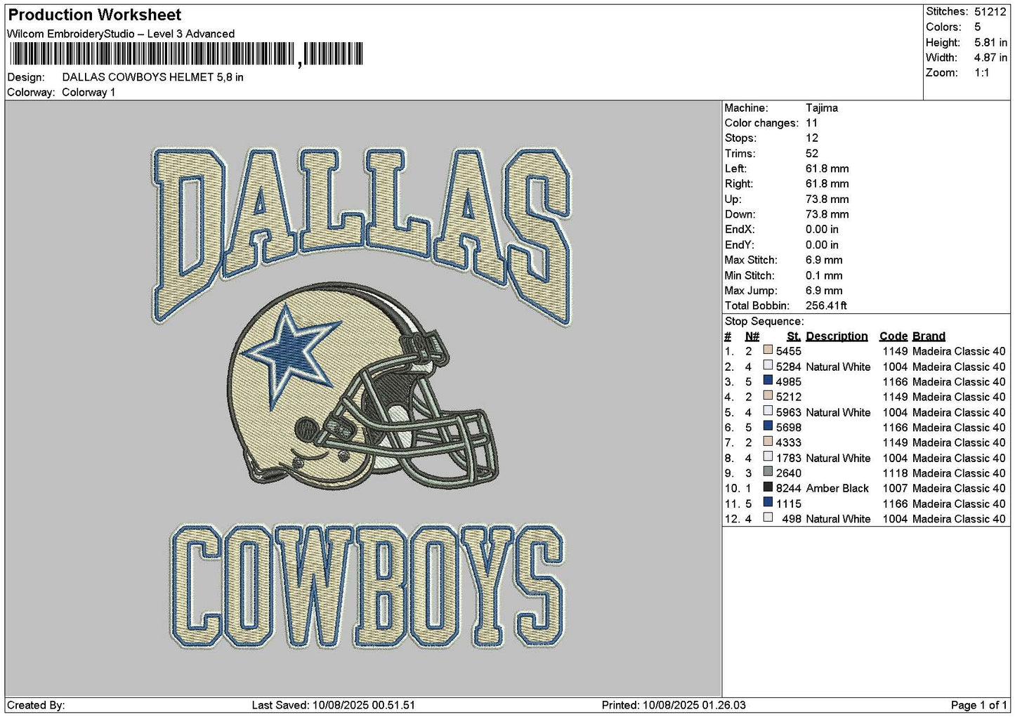 Dallastext 1008 Embroidery File 6 sizes