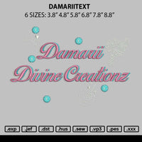 Damariitext Embroidery File 6 sizes