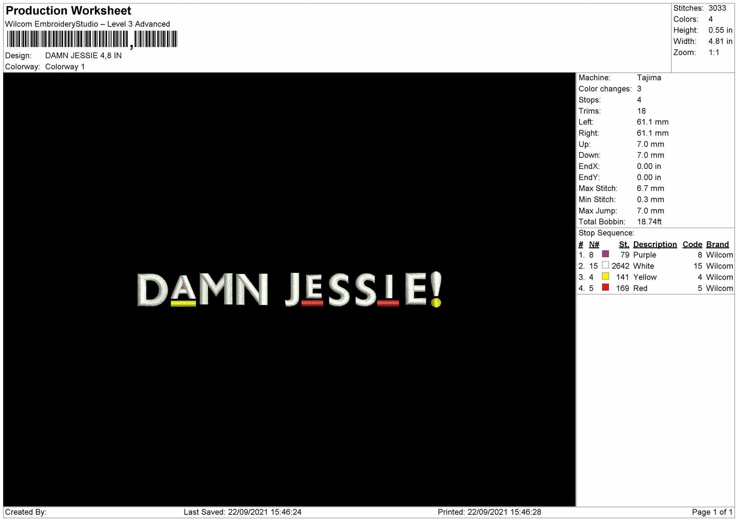 Damn Jessie Embroidery File 4 size