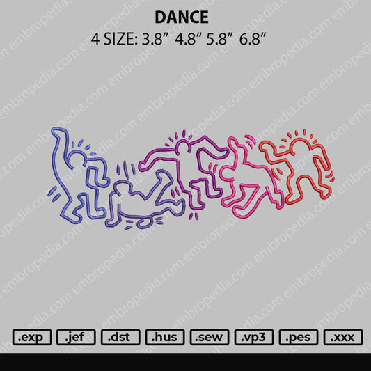 Dance Embroidery File 4 size