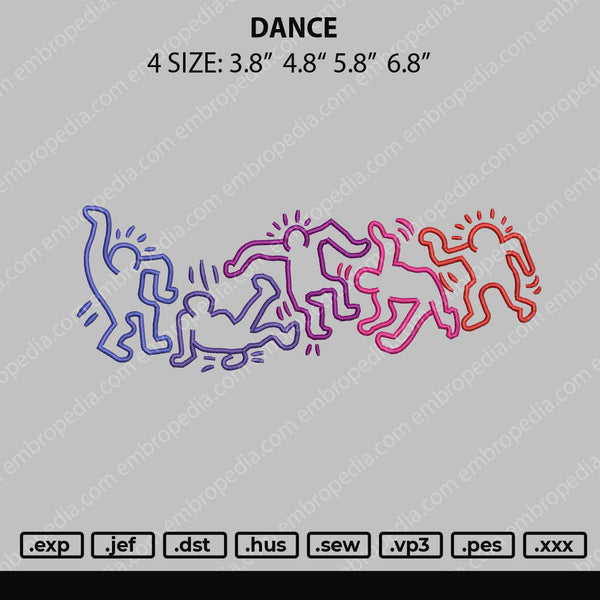 Dance Embroidery File 4 size