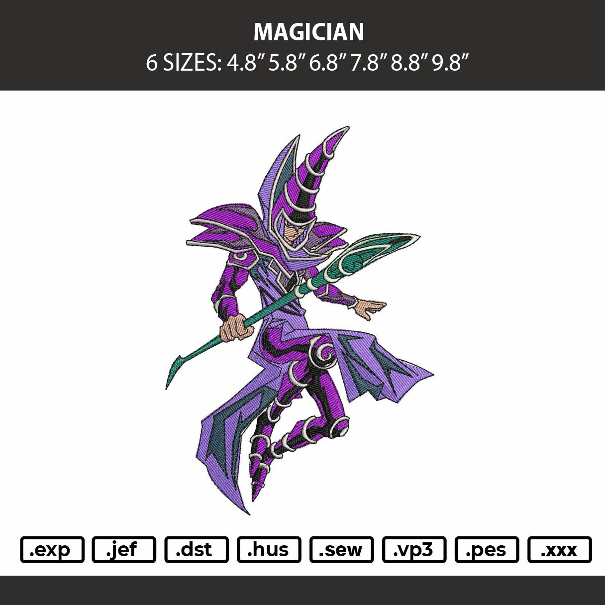 Magician Embroidery Machine Design File 6 sizes