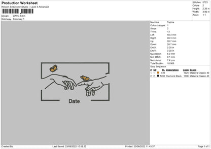 Date Embroidery File 6 sizes