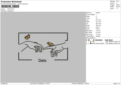 Date Embroidery File 6 sizes