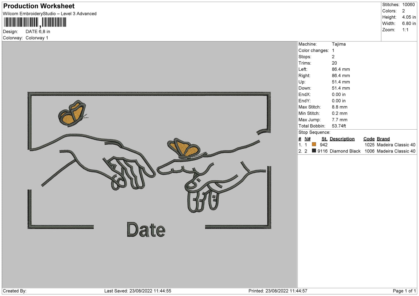 Date Embroidery File 6 sizes