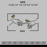 Date Embroidery File 6 sizes