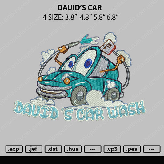 Dauid's Car Embroidery File 4 size