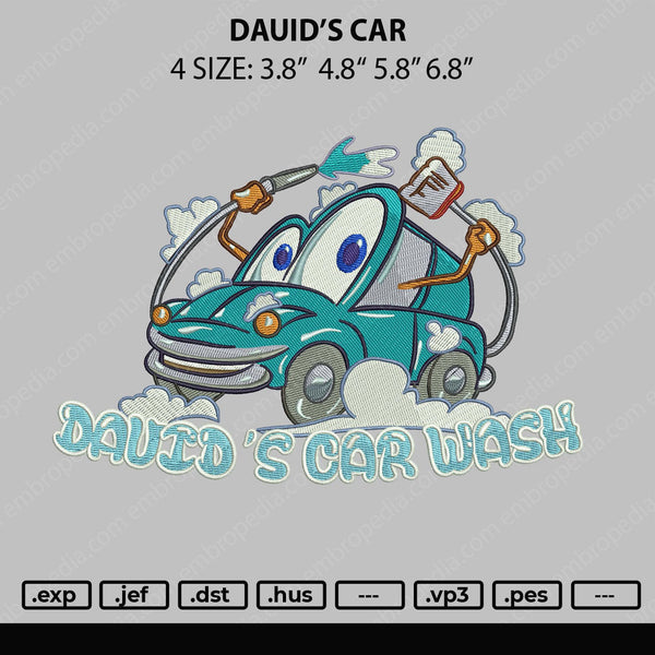 Dauid's Car Embroidery File 4 size