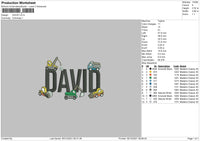 David Embroidery File 4 size