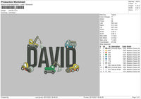David Embroidery File 4 size