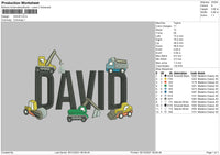 David Embroidery File 4 size