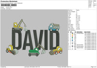 David Embroidery File 4 size