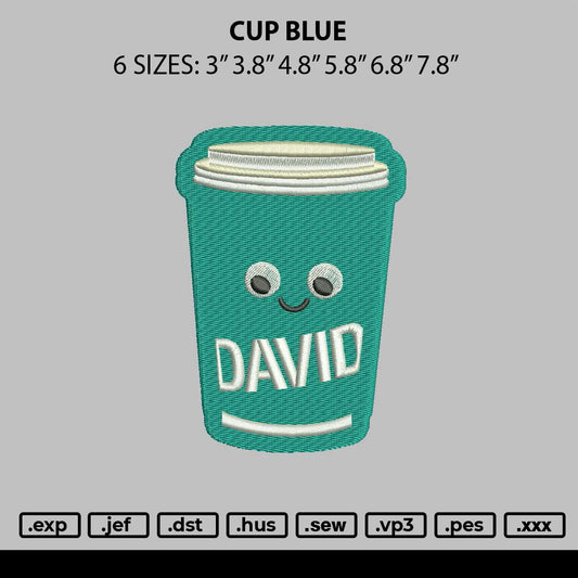 Cup Blue Embroidery File 6 sizes
