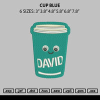 Cup Blue Embroidery File 6 sizes