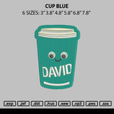 Cup Blue Embroidery File 6 sizes