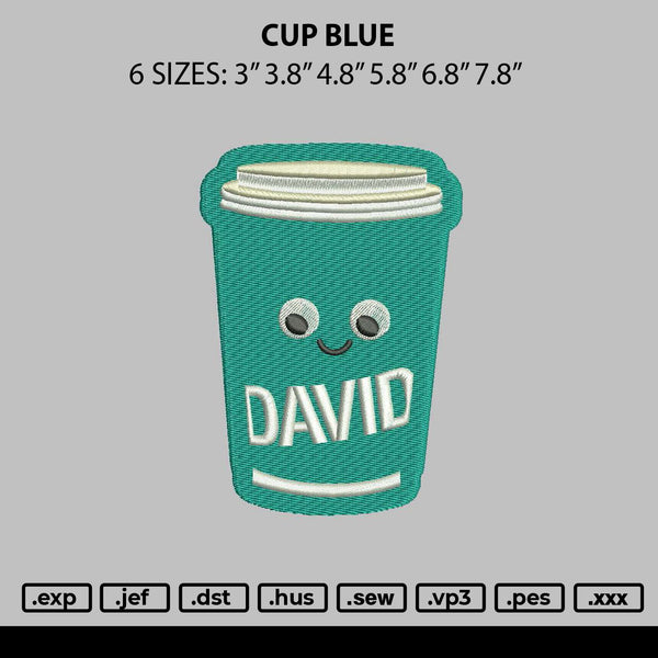 Cup Blue Embroidery File 6 sizes
