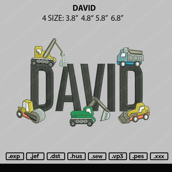 David Embroidery File 4 size