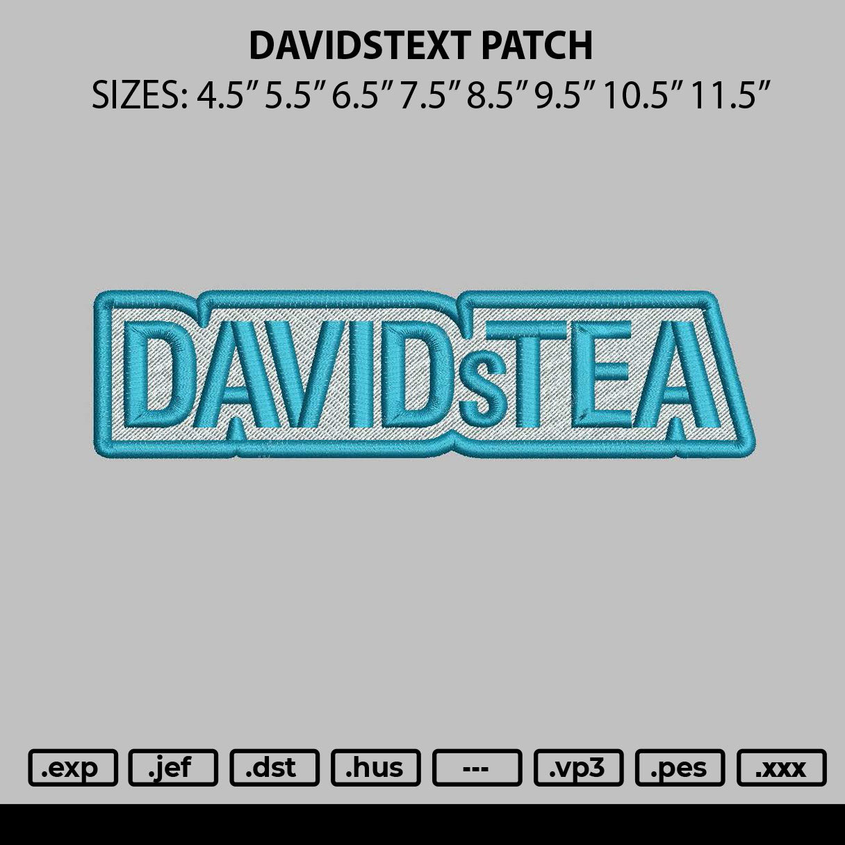 Davidstext Patch Embroidery File 6 sizes