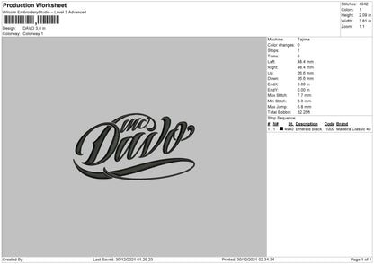 Davo Embroidery File 4 size