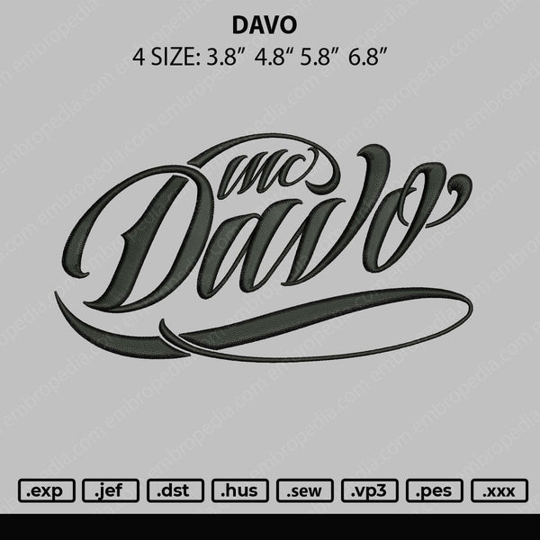 Davo Embroidery File 4 size