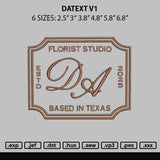 Datext V1 Embroidery File 6 sizes