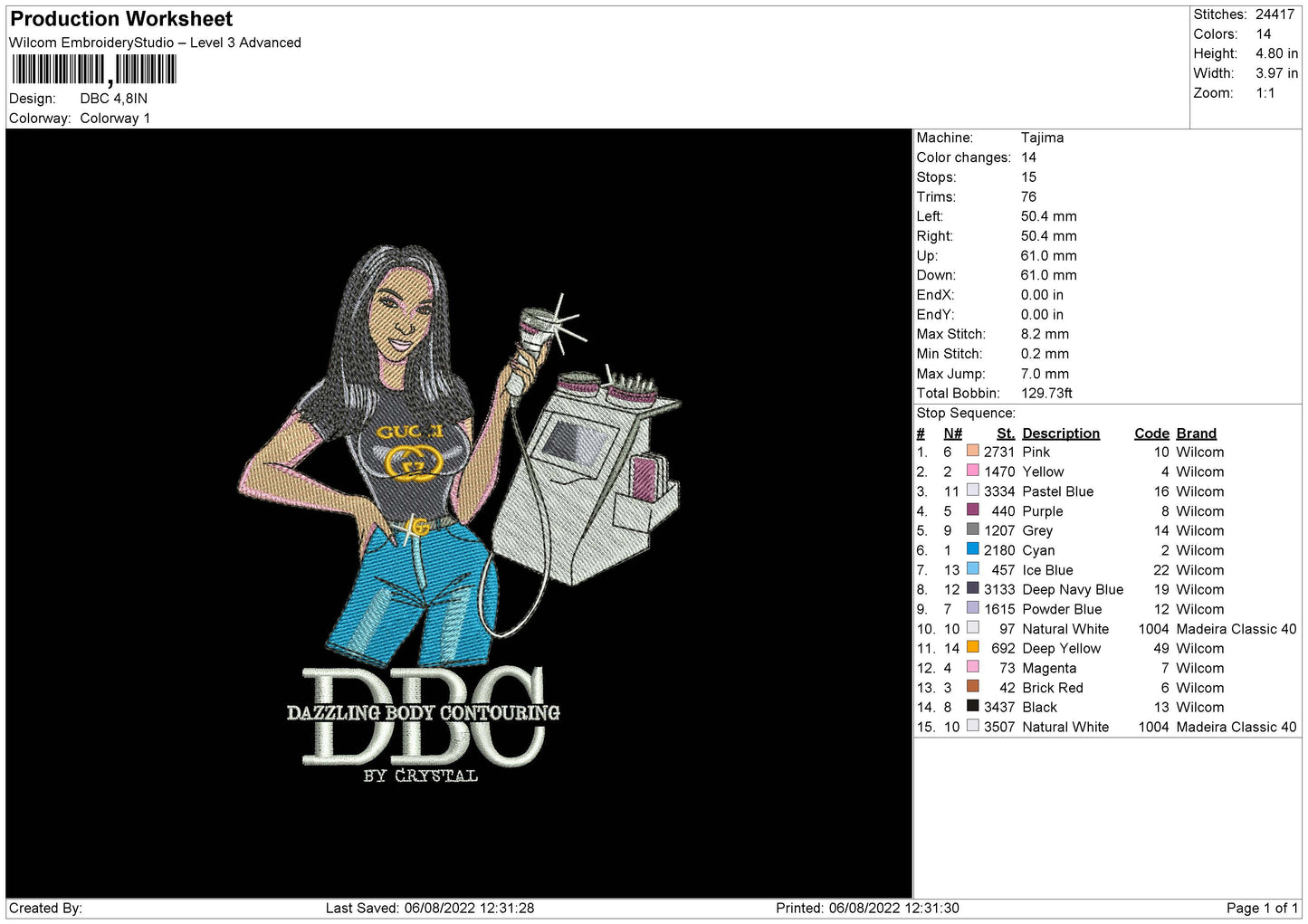 DBC Embroidery File 5 sizes