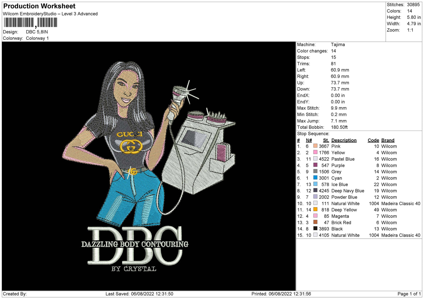 DBC Embroidery File 5 sizes