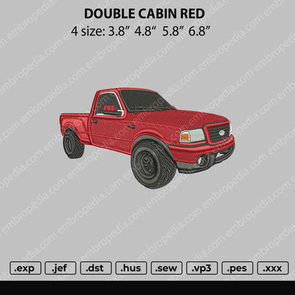Double Cabin Red Embroidery File 4 size