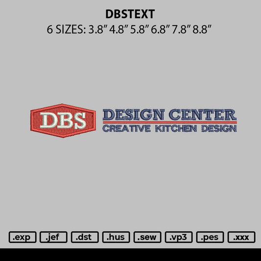 Dbstext Embroidery File 6 sizes