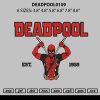 Deadpool0109 Embroidery File 6 sizes