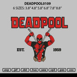 Deadpool0109 Embroidery File 6 sizes