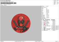 Deadpool Circle Embroidery File 4 size