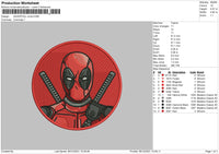 Deadpool Circle Embroidery File 4 size