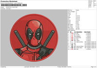 Deadpool Circle Embroidery File 4 size