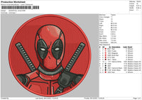 Deadpool Circle Embroidery File 4 size