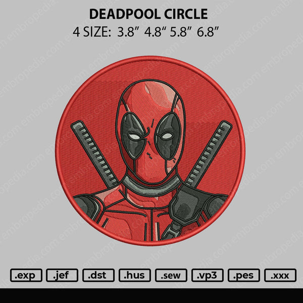 Deadpool Circle Embroidery File 4 size