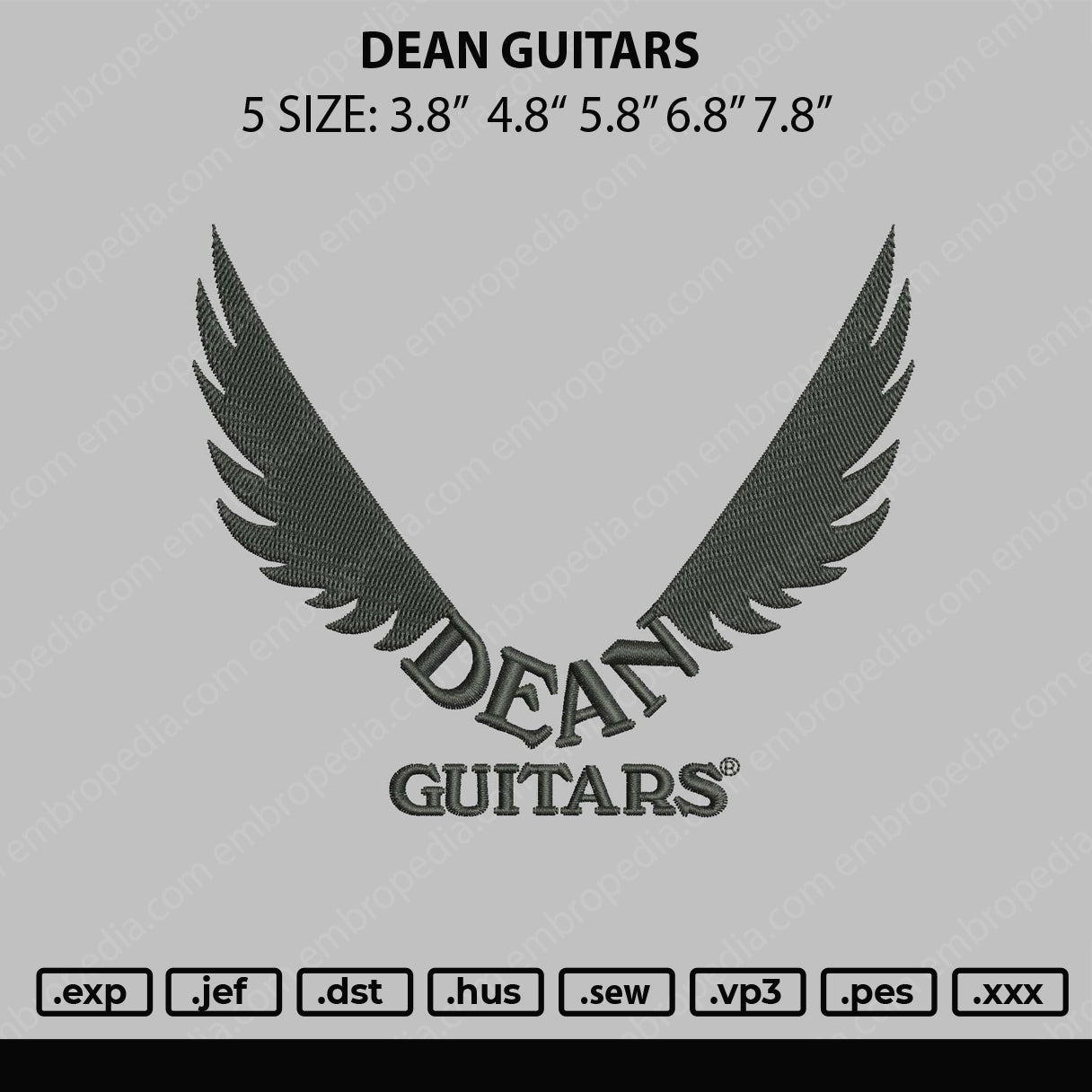 Dean Guitars Embroidery File 5 sizes