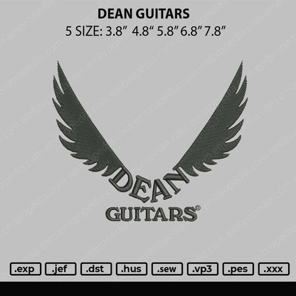 Dean Guitars Embroidery File 5 sizes